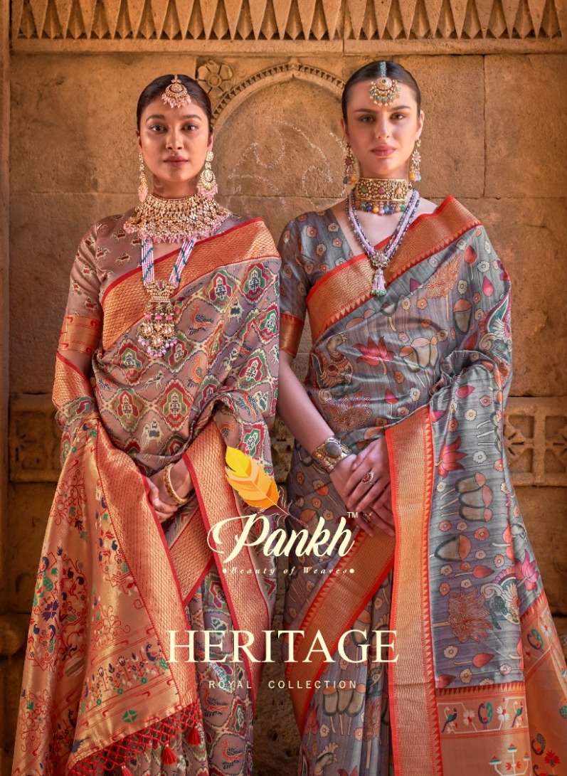 pankh present heritage fancy fabric paithani sarees collection with digital print 