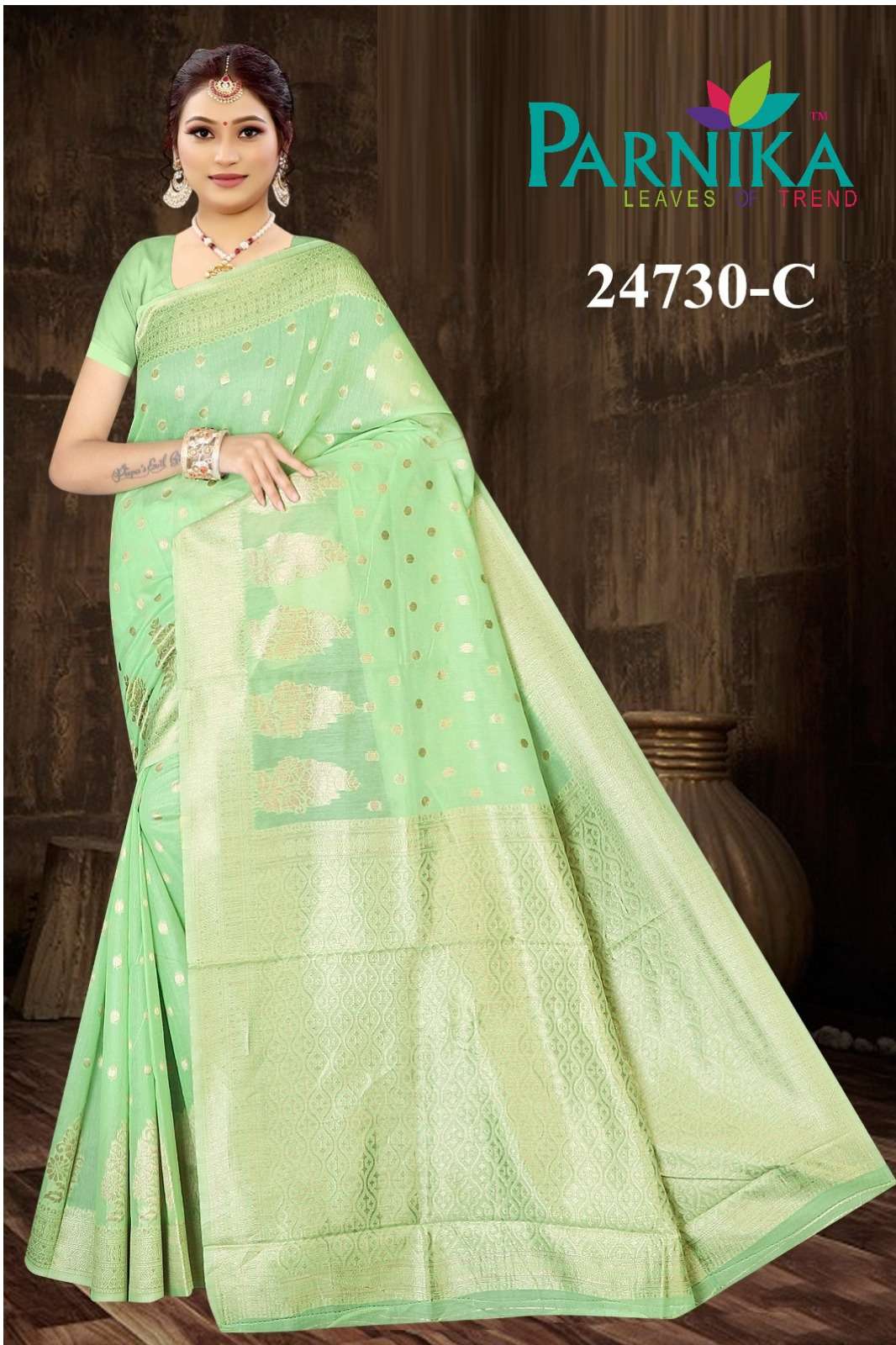Parnika India Cotton Spun Sarees Festive Wear Wedding Saree in Wholesale rate - 24730  