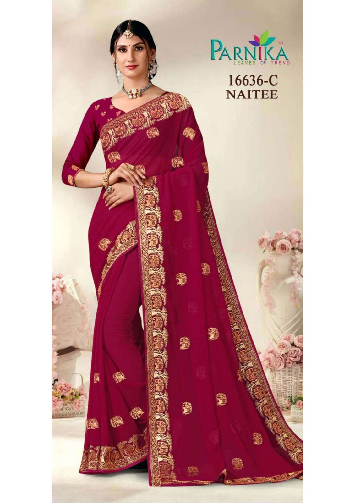 Parnika India Georgette Shirshoke Work Sarees Festive Wear Wedding Saree for Women- 16636
