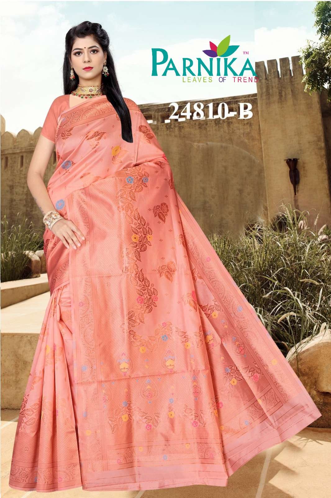 Parnika India Lichi Silk Jacquard Sarees Festive Wear Wedding Saree in Wholesale rate - 24810
