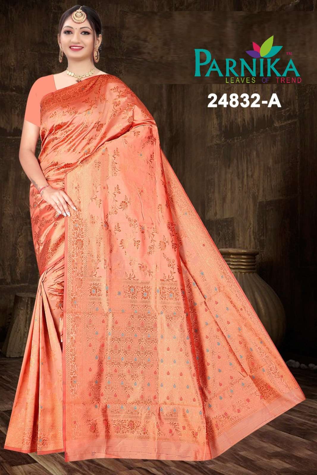 Parnika India Lichi Silk Jacquard Sarees Festive Wear Wedding Saree in Wholesale rate - 24832