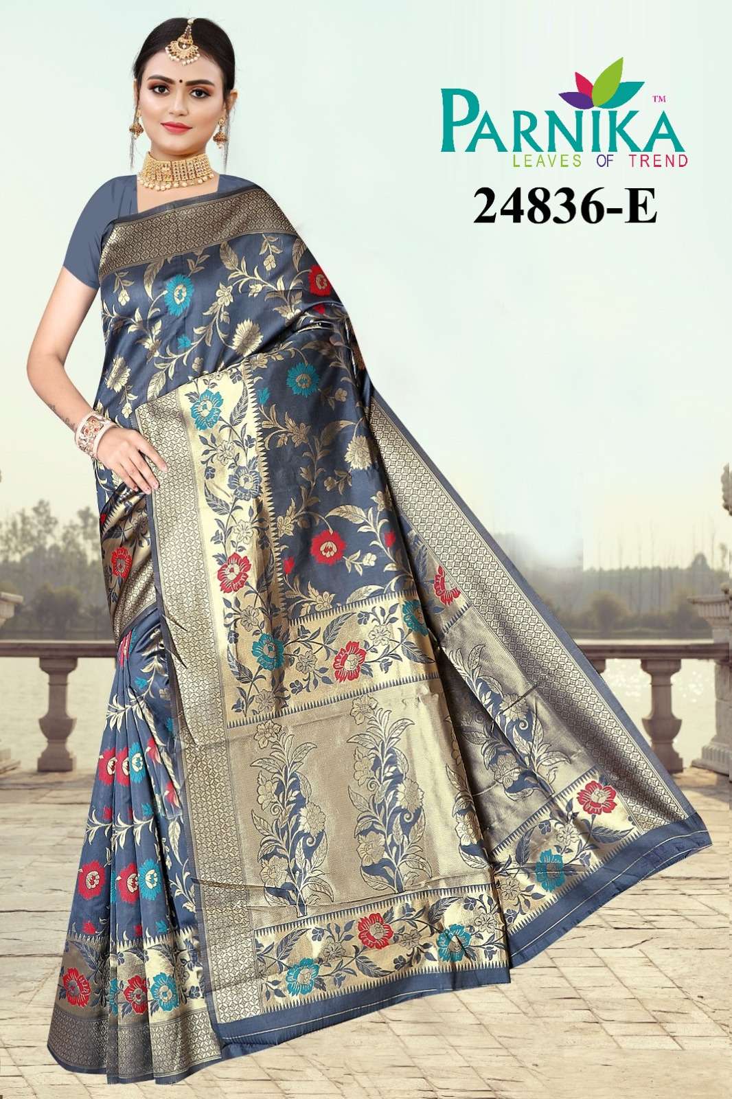 Parnika India Lichi Silk Jacquard Sarees Festive Wear Wedding Saree in Wholesale rate - 24836