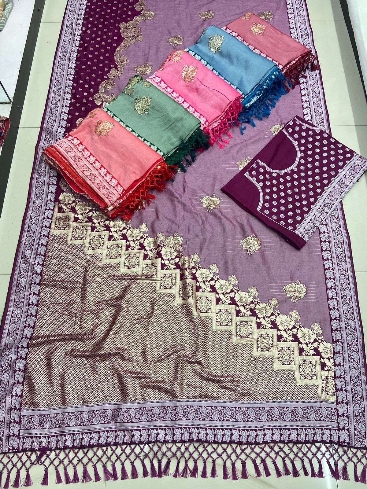 pr jacquard 1102 fabulous colour matching set saree wholesale rate
