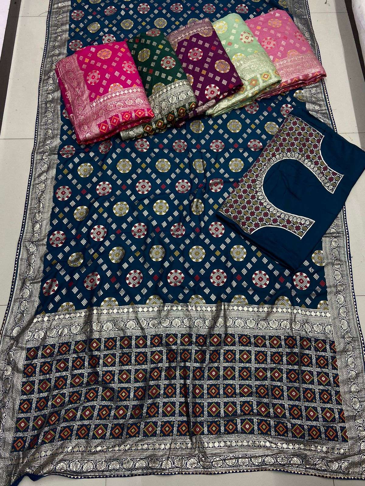 pr jacquard meena festive wear fantastic colour matching set saree wholesaler 