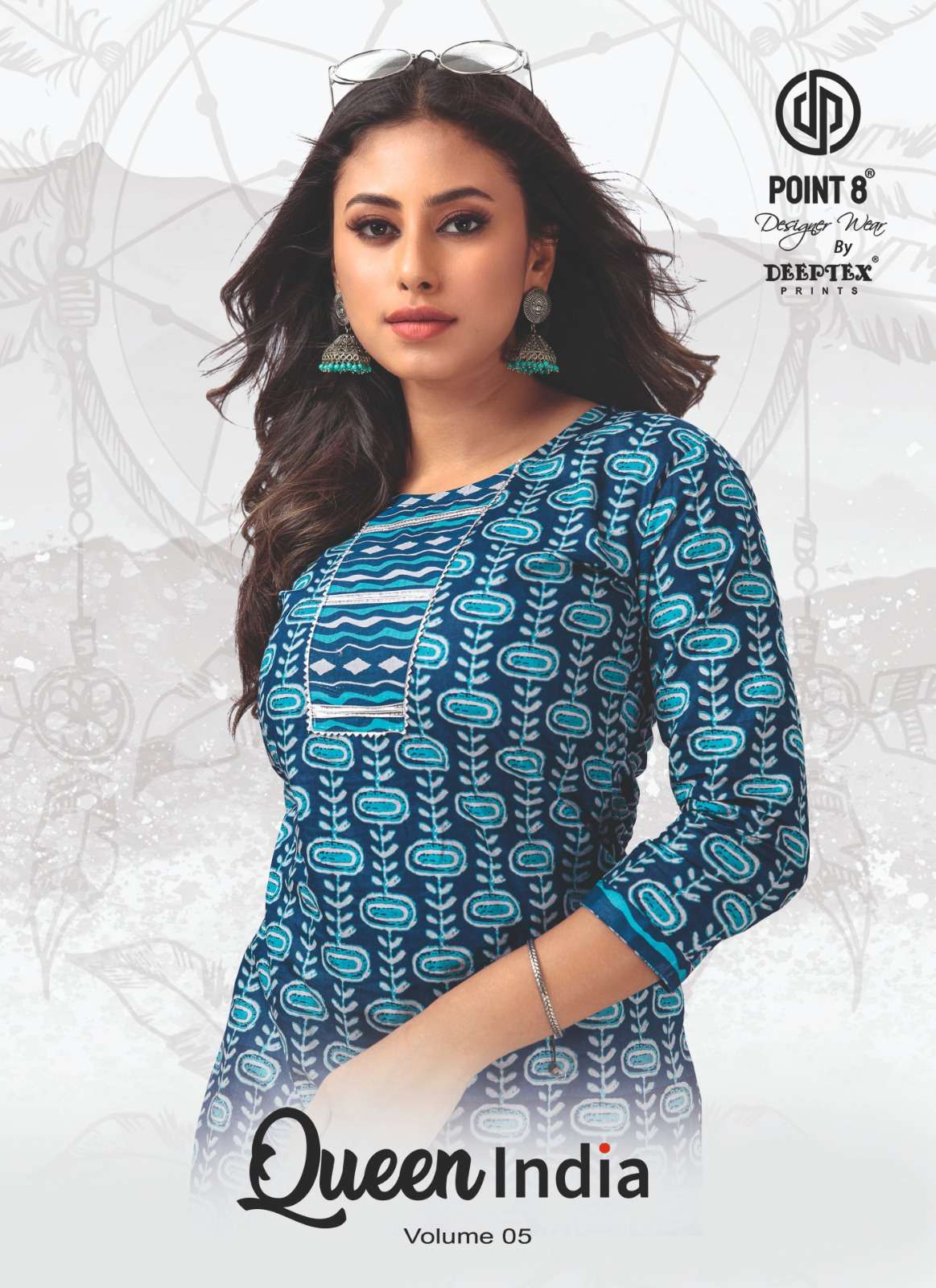 queen india vol 5 by point 8 deeptex prints readymade cotton pair kurti with pant 