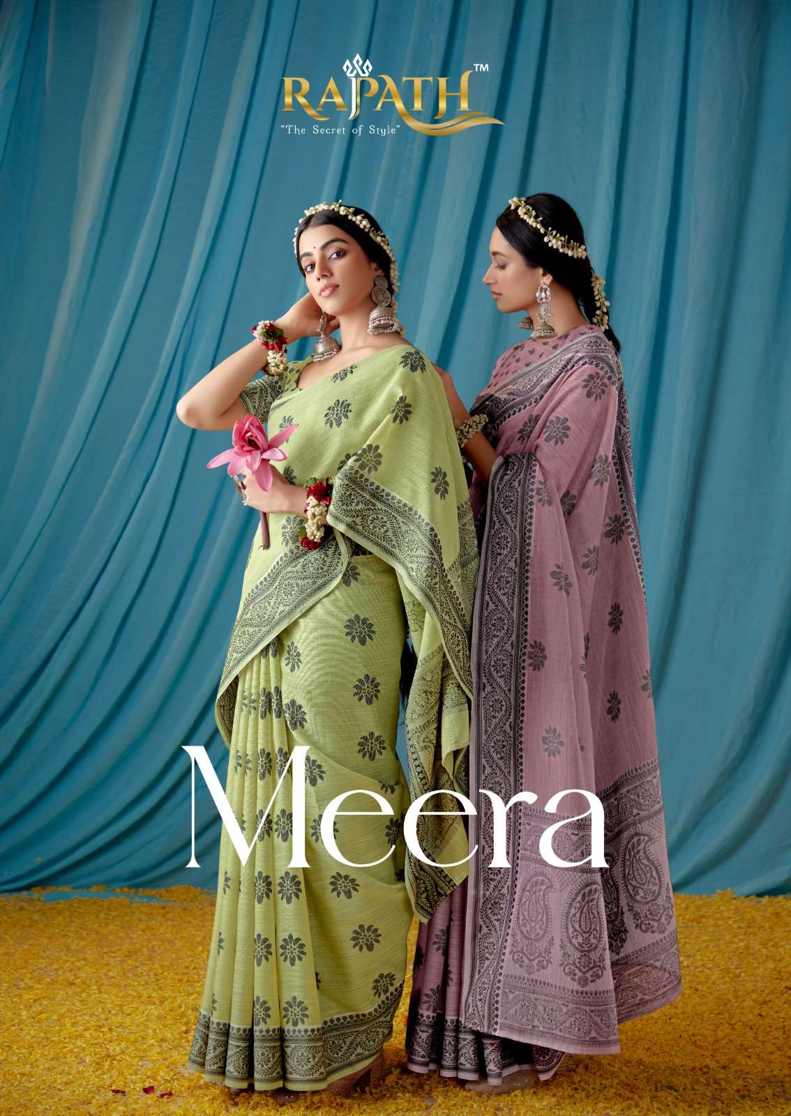 rajpath present meera beautiful traditional wear lucknowi linen sarees collection 