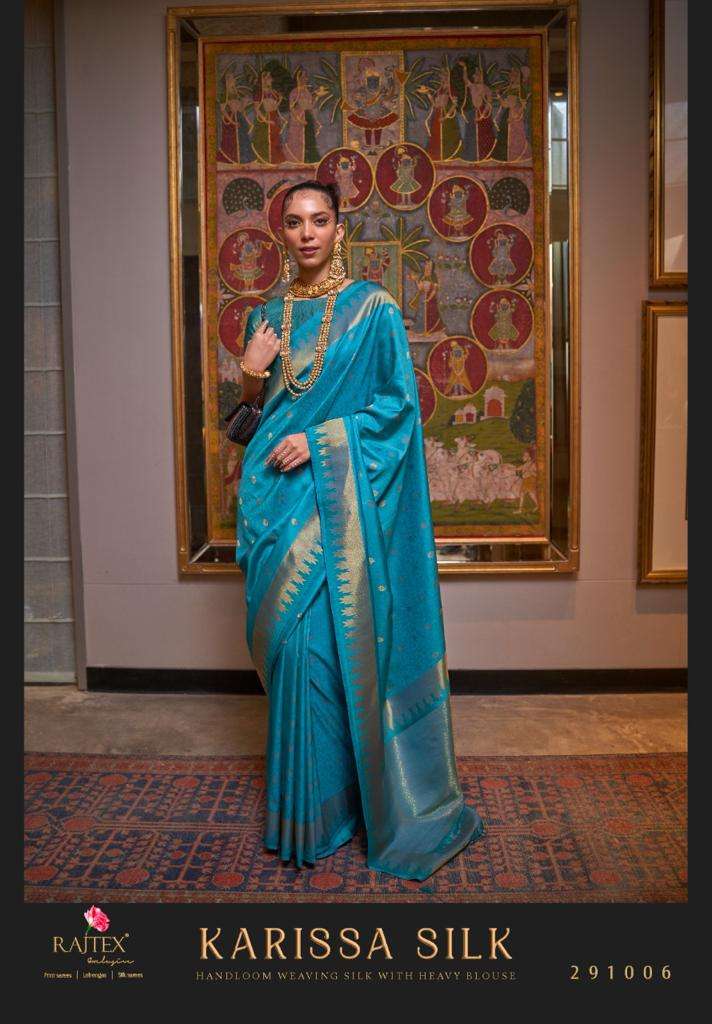 rajtex karissa silk 291001-291006 handloom weaving silk sarees with heavy blouse in wholesale rate
