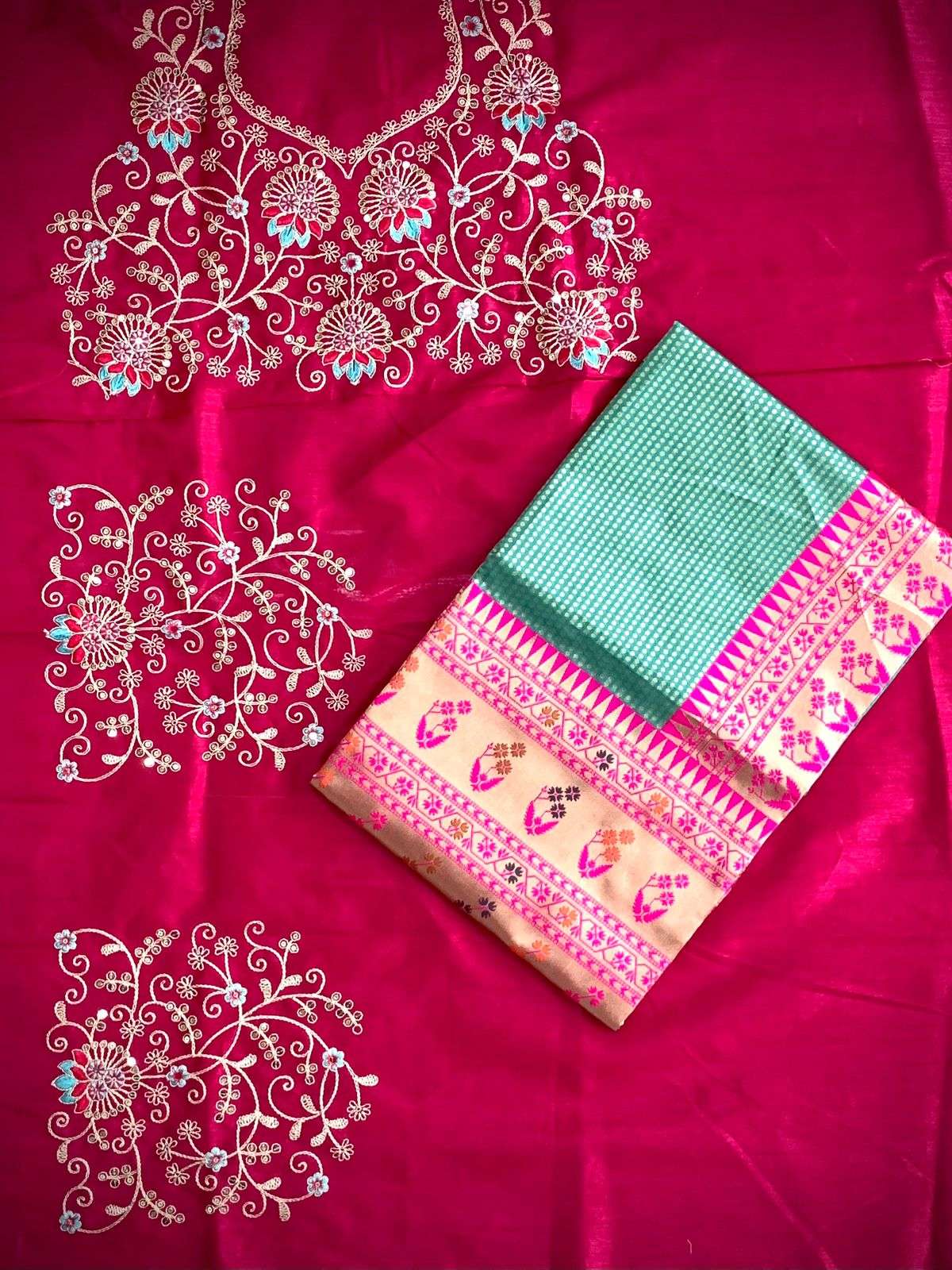 Roopam 9 Banarasi Weaving Silk Saree & Blouse Satin Banglory with Heavy Embroidery work