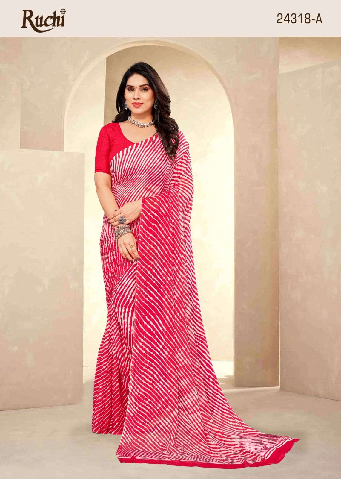 ruchi star chiffon lehriya 24318 fancy casual wear sarees collection 