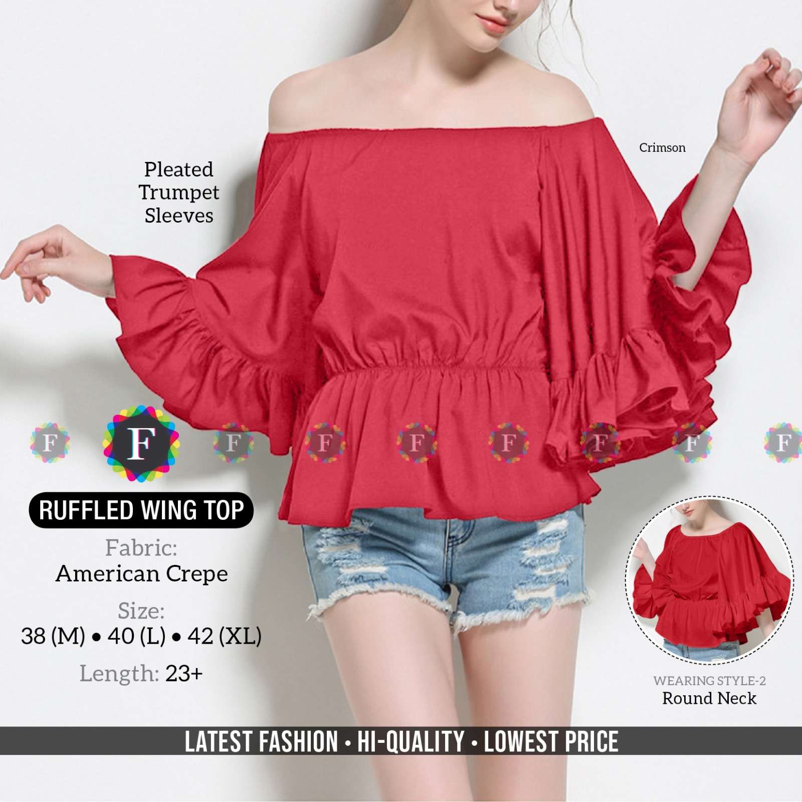 Ruffled Wing Top Western Girls Tops Stylish Collection