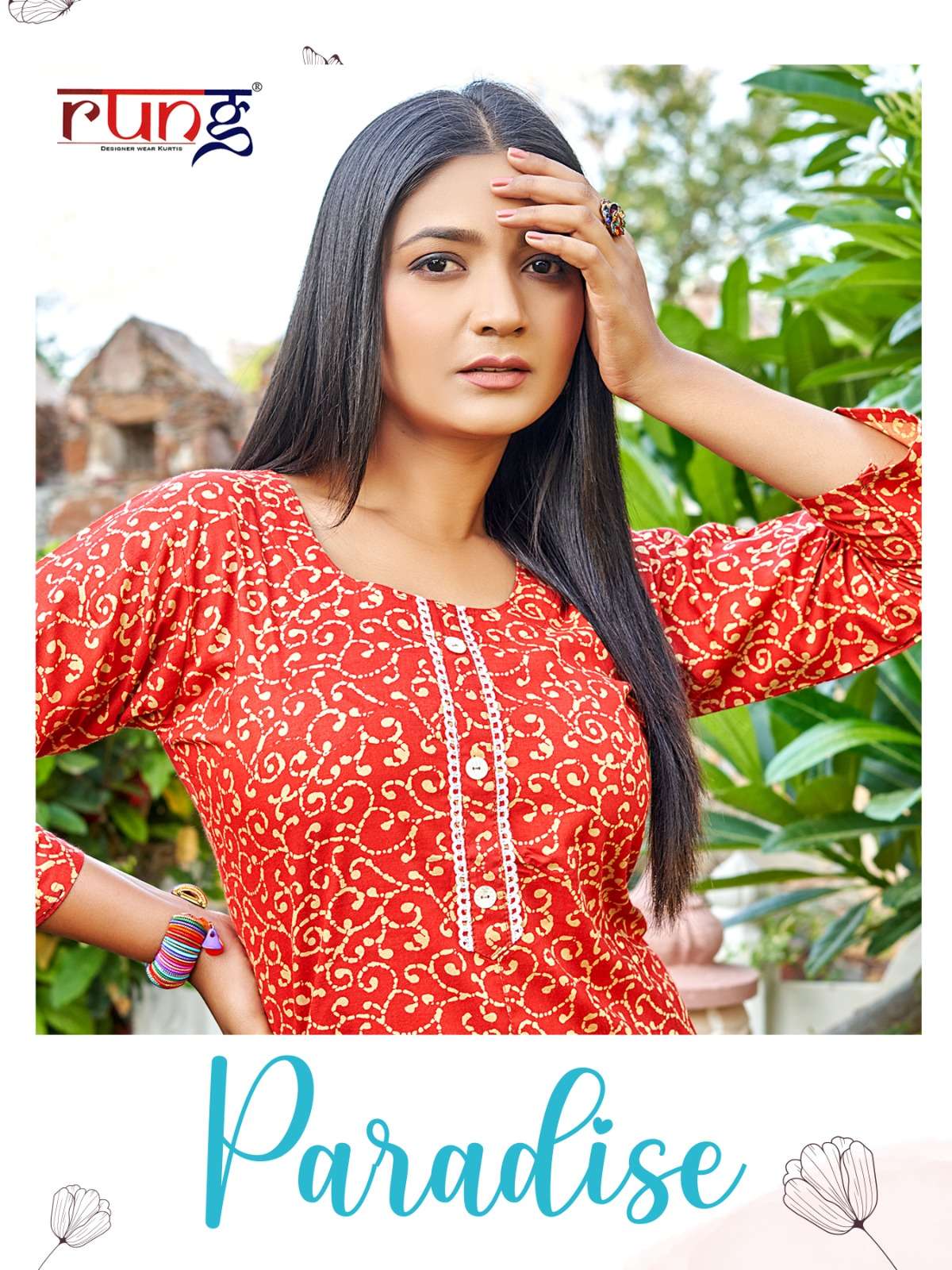 rung present paradise fancy print daily wear kurtis wholesaler 