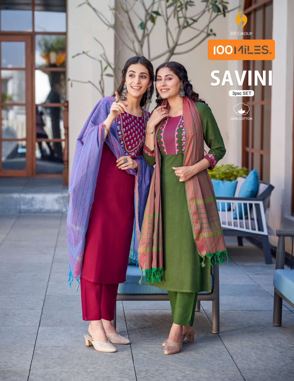 savini by 100 miles 3pcs set adorable fancy work kurti with pant and dupatta