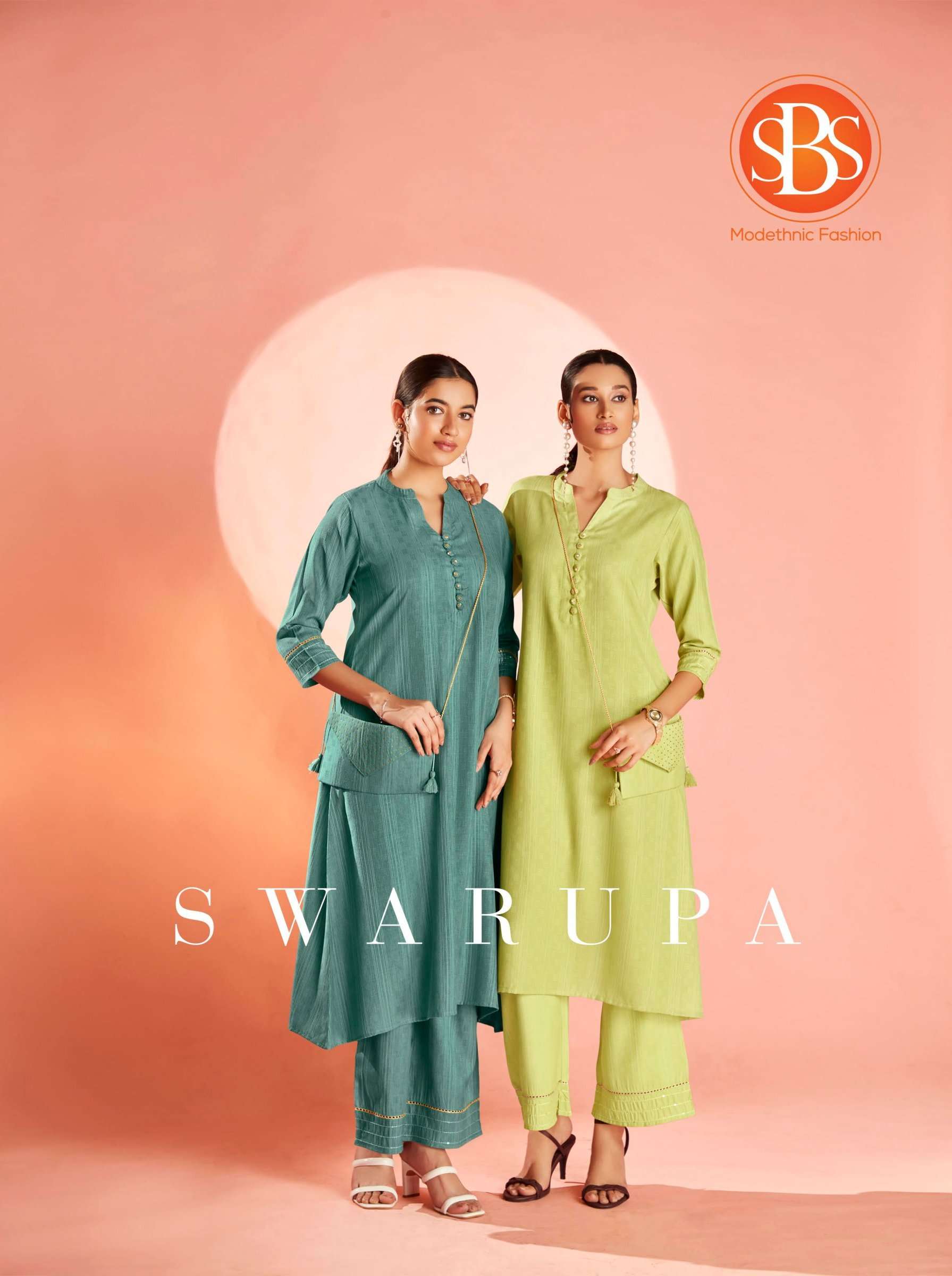 sbs fashion swarupa rayon fancy kurti with pant and matching color purse collection 