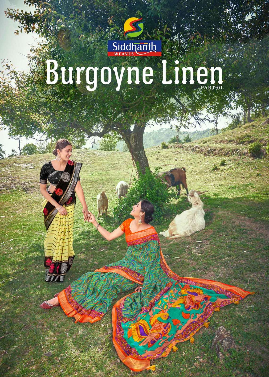 siddhanth weaves present burgoyne linen fancy festive wear sarees collection 