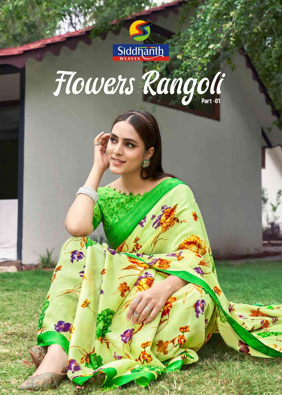 siddhanth weaves present flowers rangoli beautiful floral printed sarees supplier