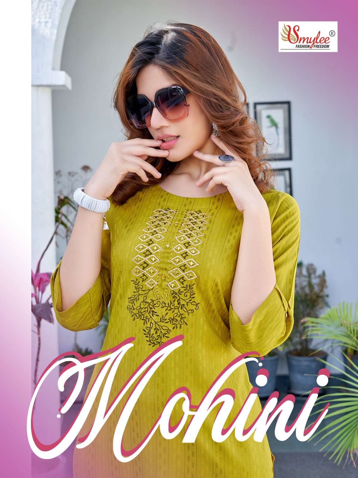 smylee present mohini manual embroidery simple ladies kurtis in affordable price 
