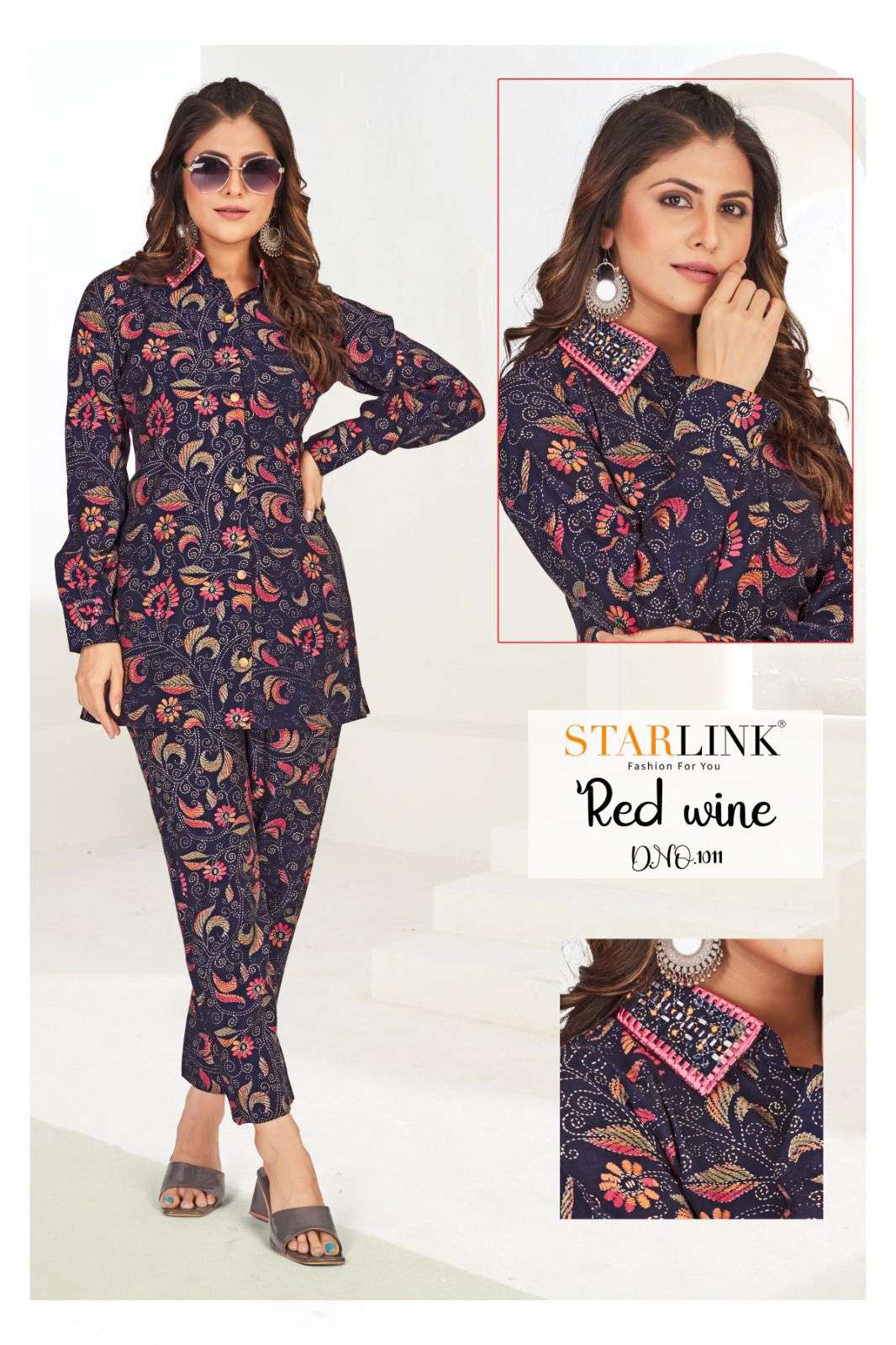 starlink present red wine amazing desings cord set fancy tunic with pant combo set