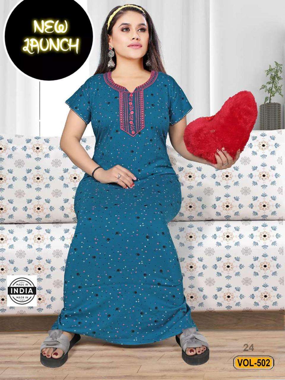 SUMMER SPECIAL SHINKER NIGHTY GOWN VOL.502 Shinker Print Hosiery Cotton NIGHTY GOWN CATALOG WHOLESALER BEST RATE