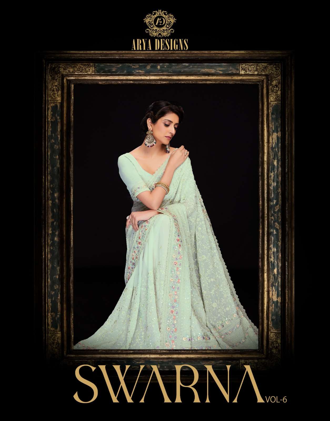 swarna vol 6 by arya designs heavy lucknowi designer work sarees wholesaler 