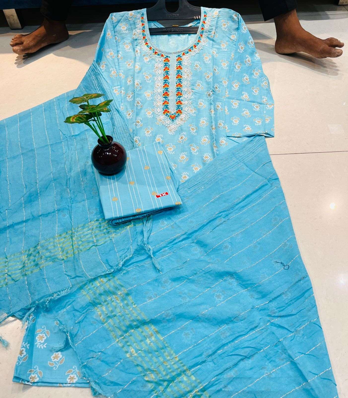 TRENDY SURBHI 01 HEAVY RAYON SLUB READYMADE SUIT 4 COLOUR SET WHOLESALER BEST RATE