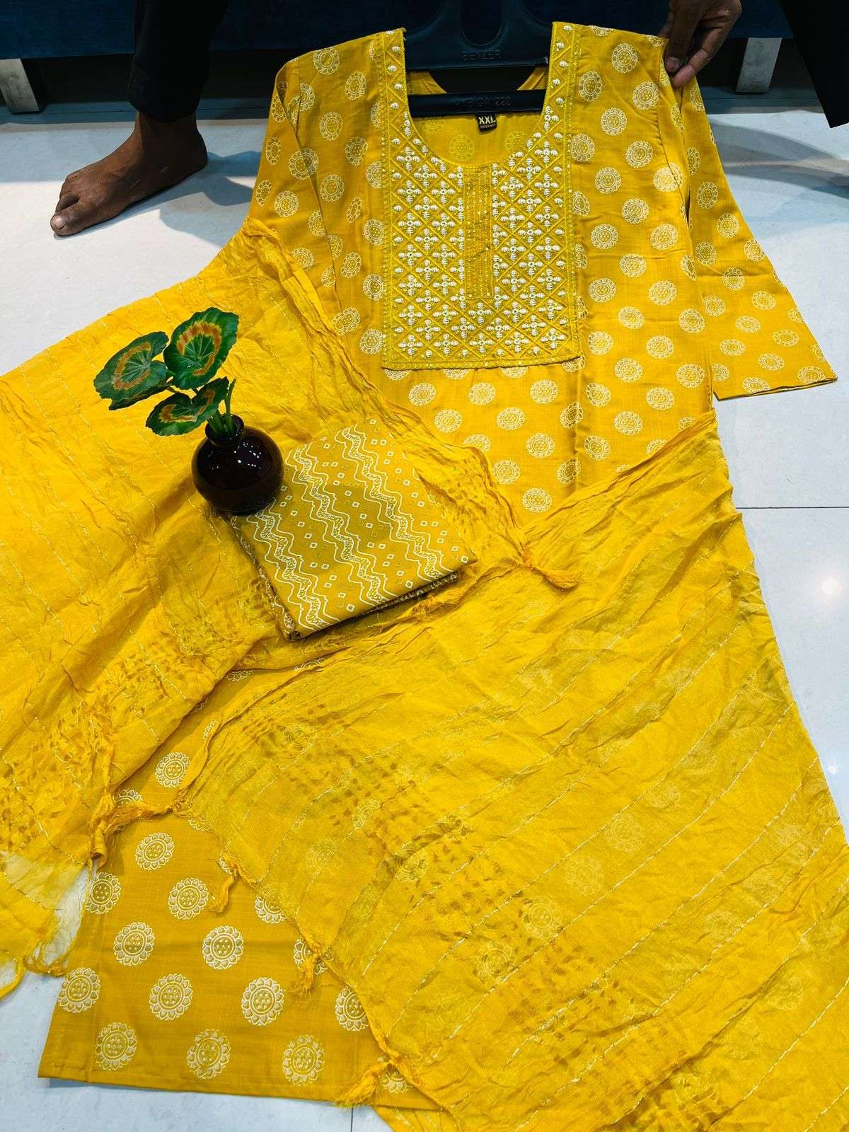 TRENDY SURBHI 03 HEAVY RAYON SLUB READYMADE SUIT 4 COLOUR SET WHOLESALER BEST RATE