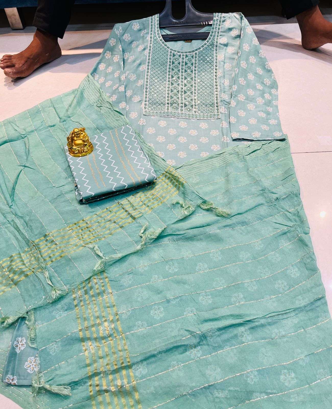 TRENDY SURBHI 05 HEAVY RAYON SLUB READYMADE SUIT 4 COLOUR SET WHOLESALER BEST RATE