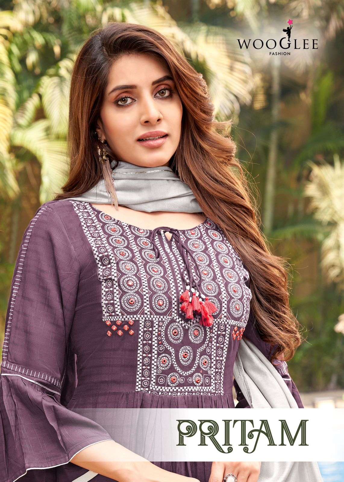 wooglee present pritam adorable fancy work kurti with pant and dupatta