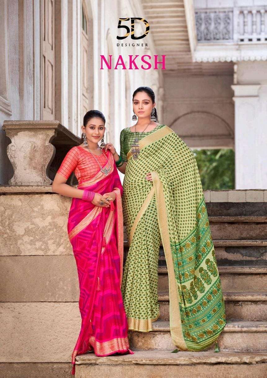 5d designer present naksh fancy casual sarees 