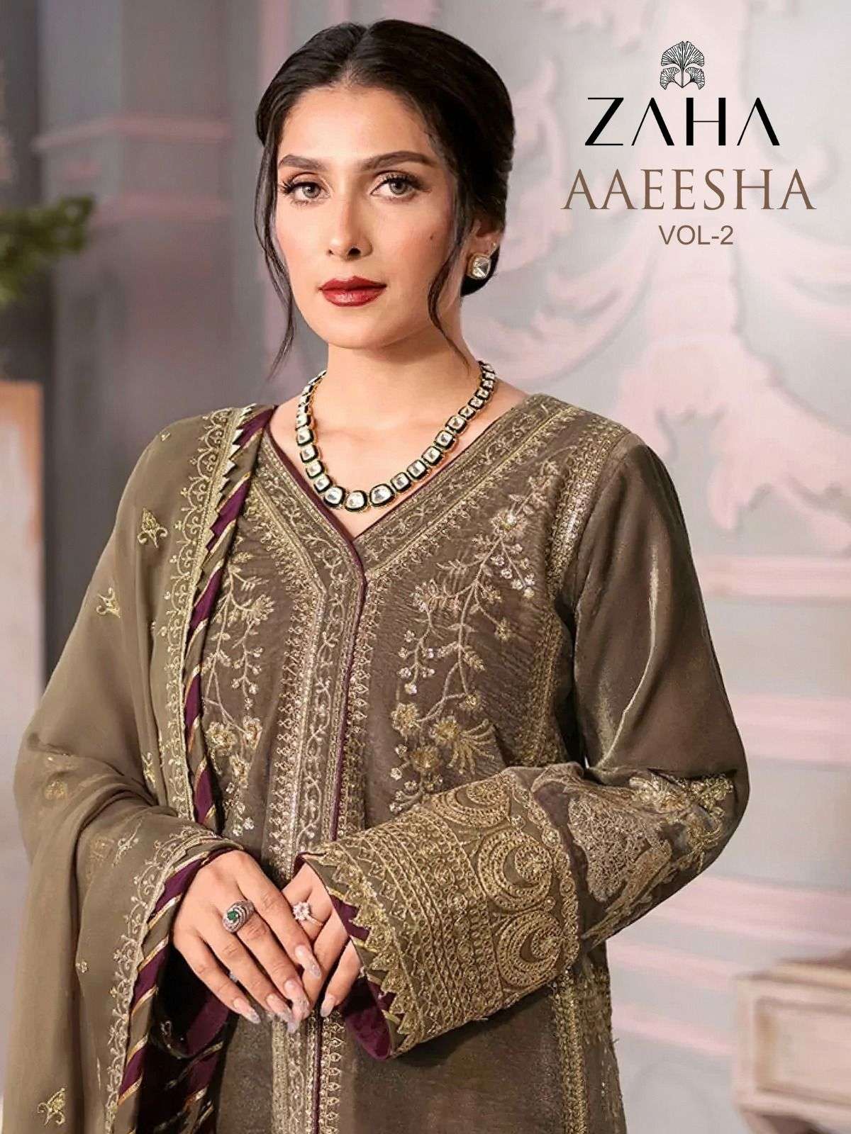 aaeesha vol 2 by zaha designer pakistani salwar kameez material 