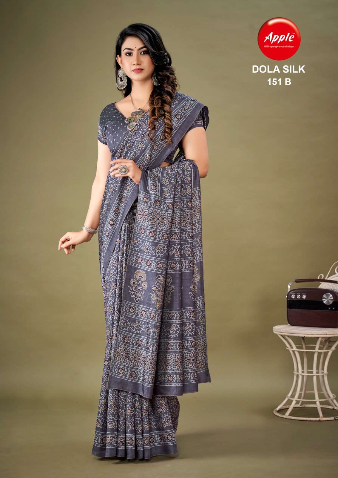apple saree dola silk 149-151 adorable four color matching saris collection 