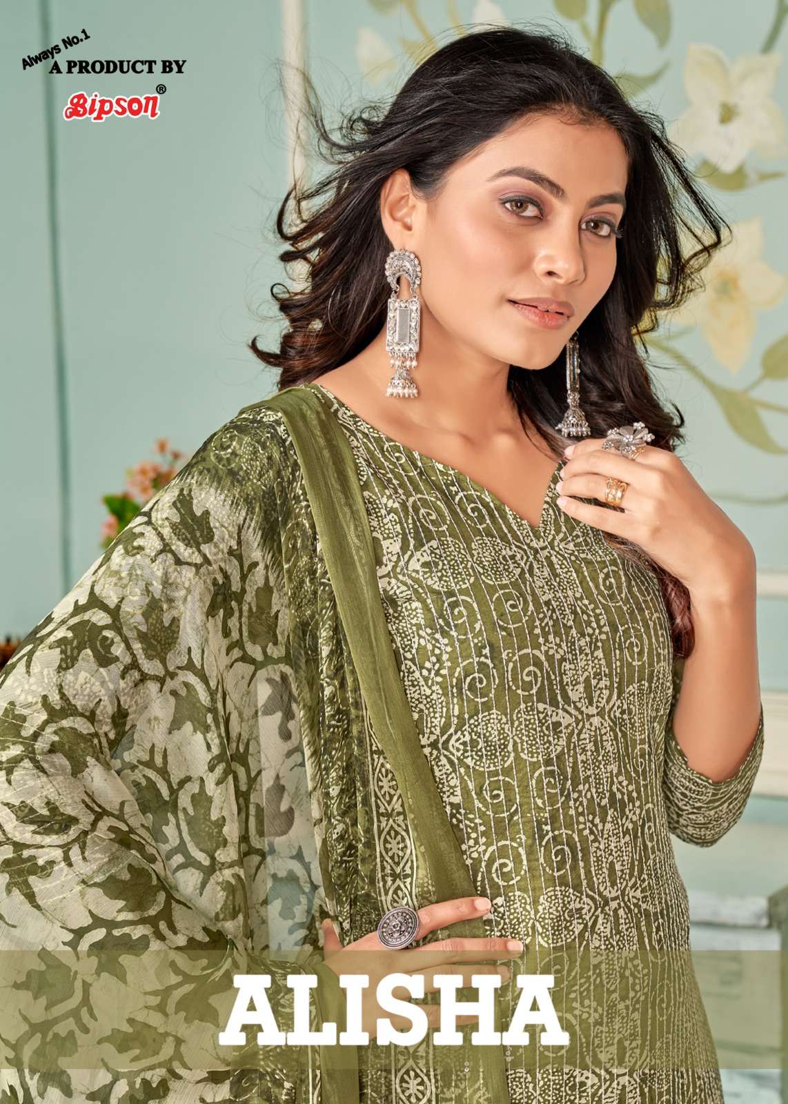 bipson alisha 2100-2101 fancy amazing print coding work ladies dress materials 