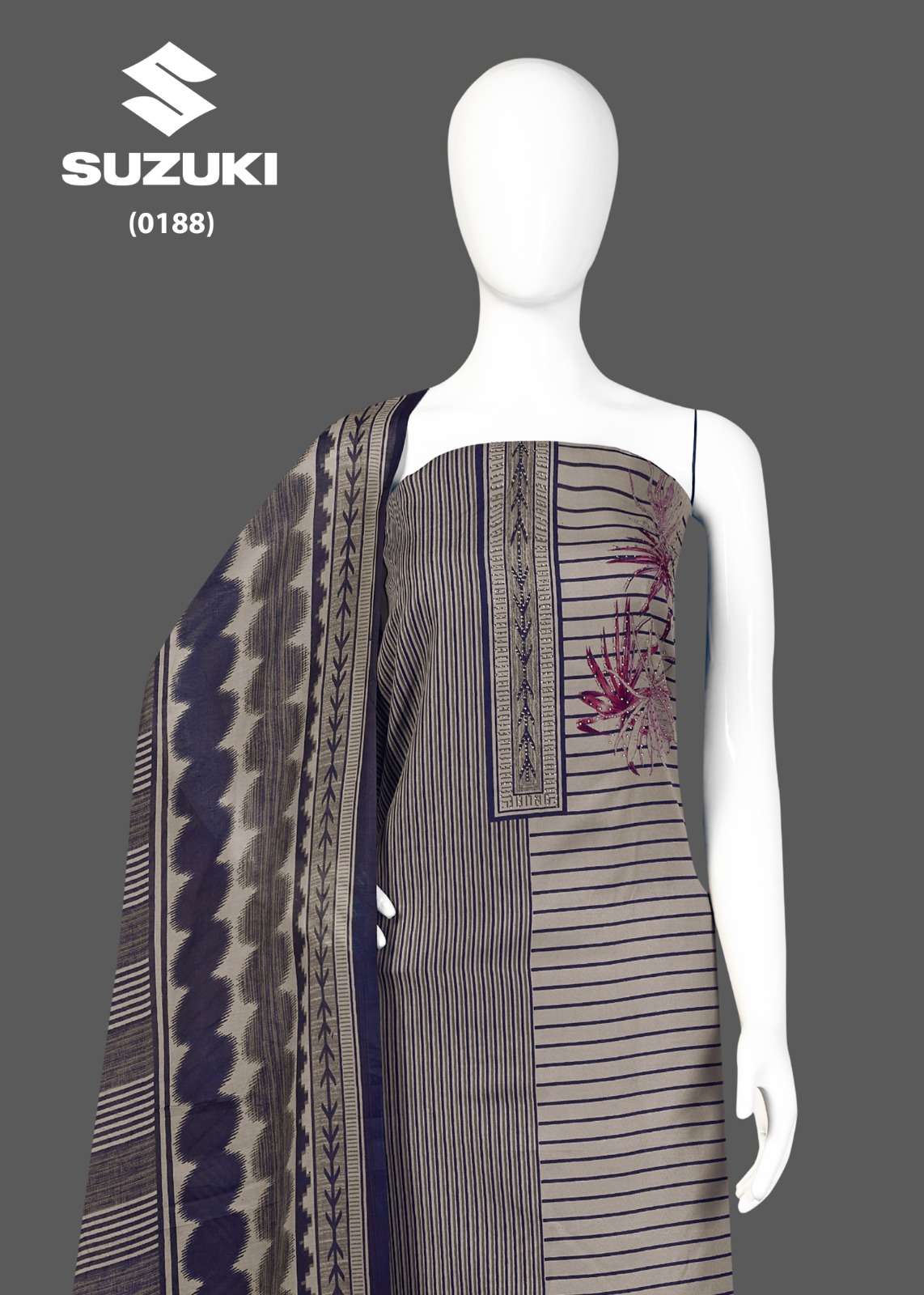 bipson suzuki 187-188 premium cotton print with work ladies suits wholesaler 