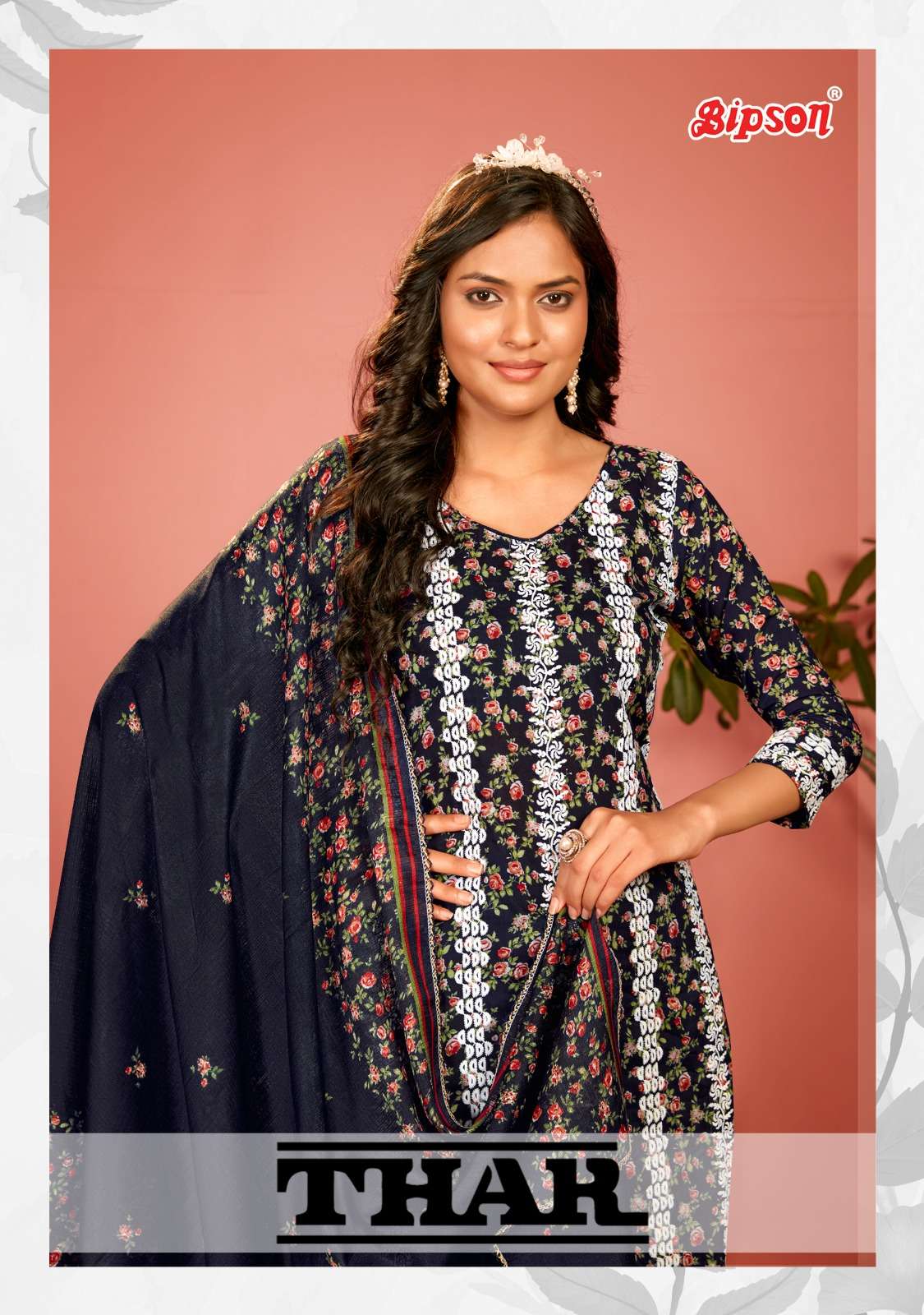 bipson thar 2237-2238 fancy print with thread work ladies dress materials 