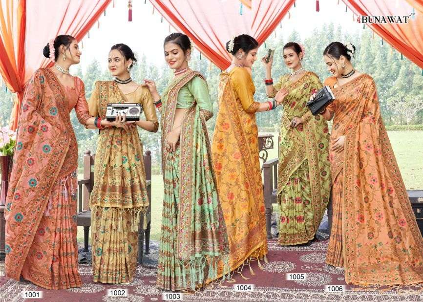 bunawat kalina silk zari weaving wedding banarasi saris wholesaler
