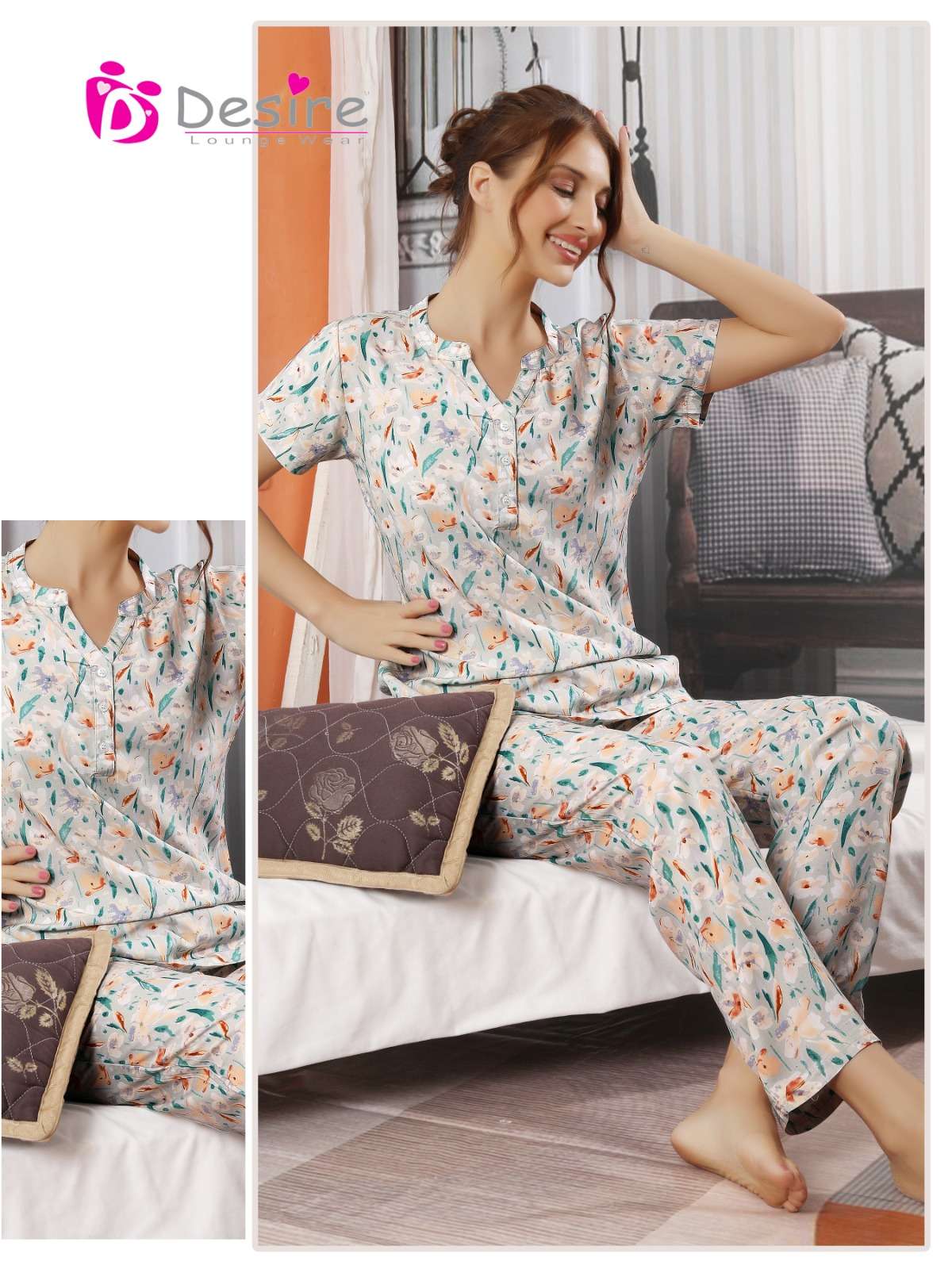 desire global fancy cord set readymade comfortable night suit 
