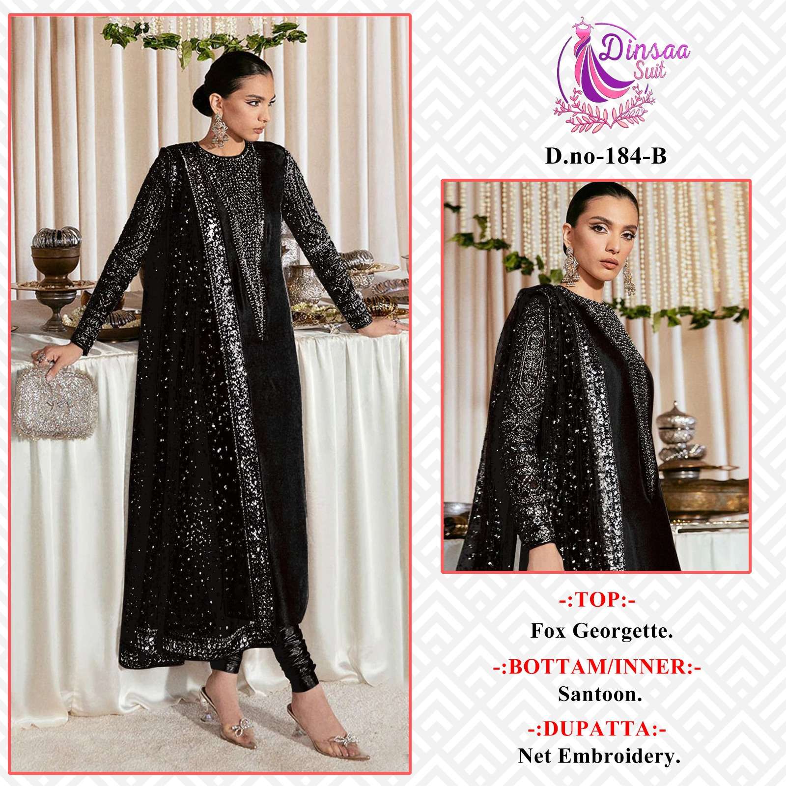 dinsaa 184b designer pakistani single salwar kameez 