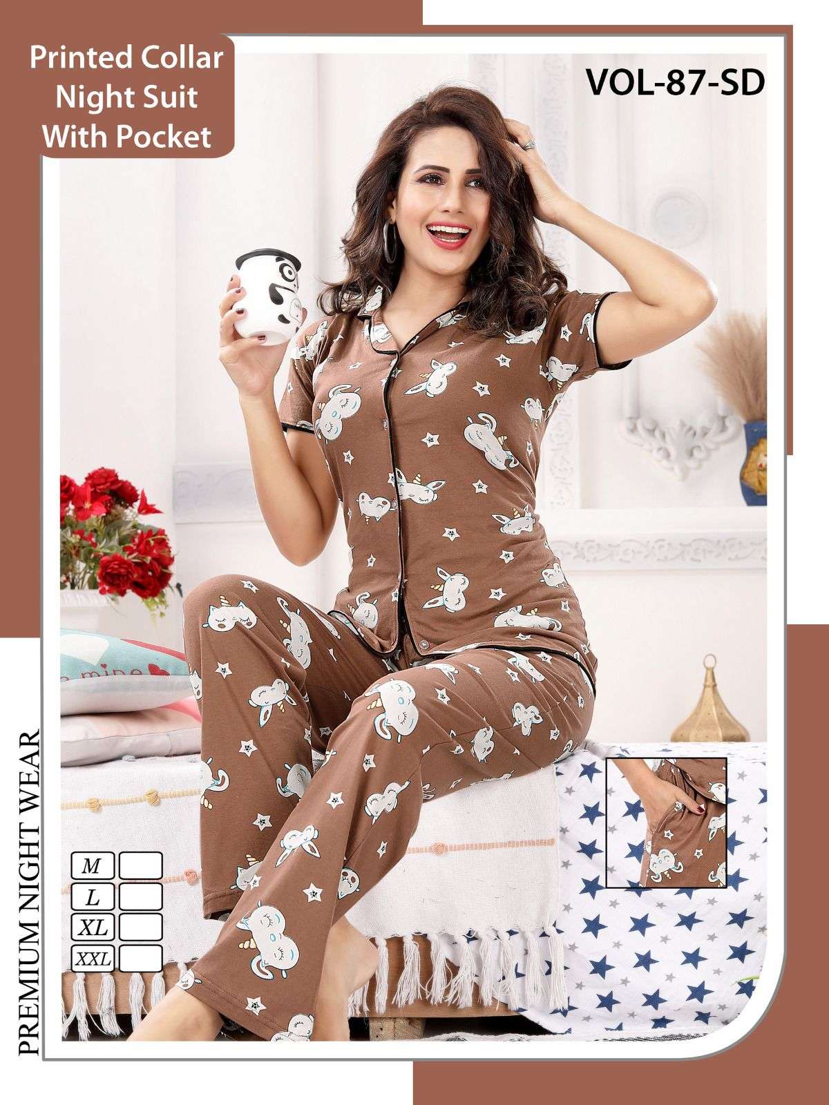 FASHION TALK C.NS VOL.87 SD Heavy Printed Shinker Hosiery Cotton NIGHT SUIT CATALOG WHOLESALER BEST RATE