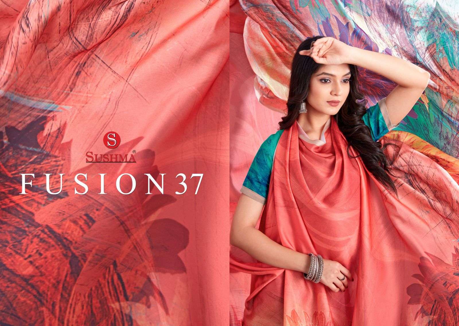 fusion 37 by sushma italian digital print fancy sarees collection 