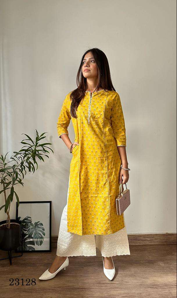 indira apparel 23128 fancy straight kurti with chikankari work plazzo combo set