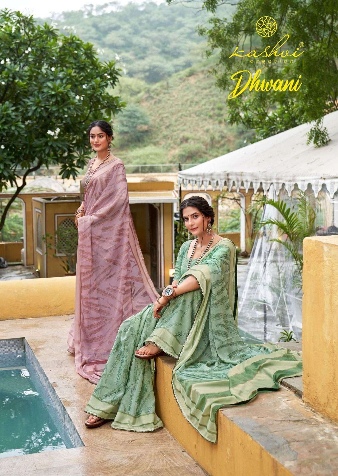 kashvi creation dhwani fancy brasso casual sarees wholesaler 