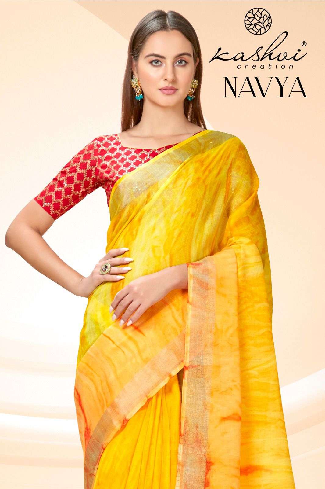 kashvi creation navyaa fancy casual wear sarees collection 
