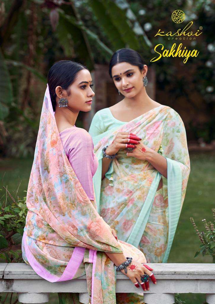 kashvi creation sakhiya candy georgette fancy saree wholesaler