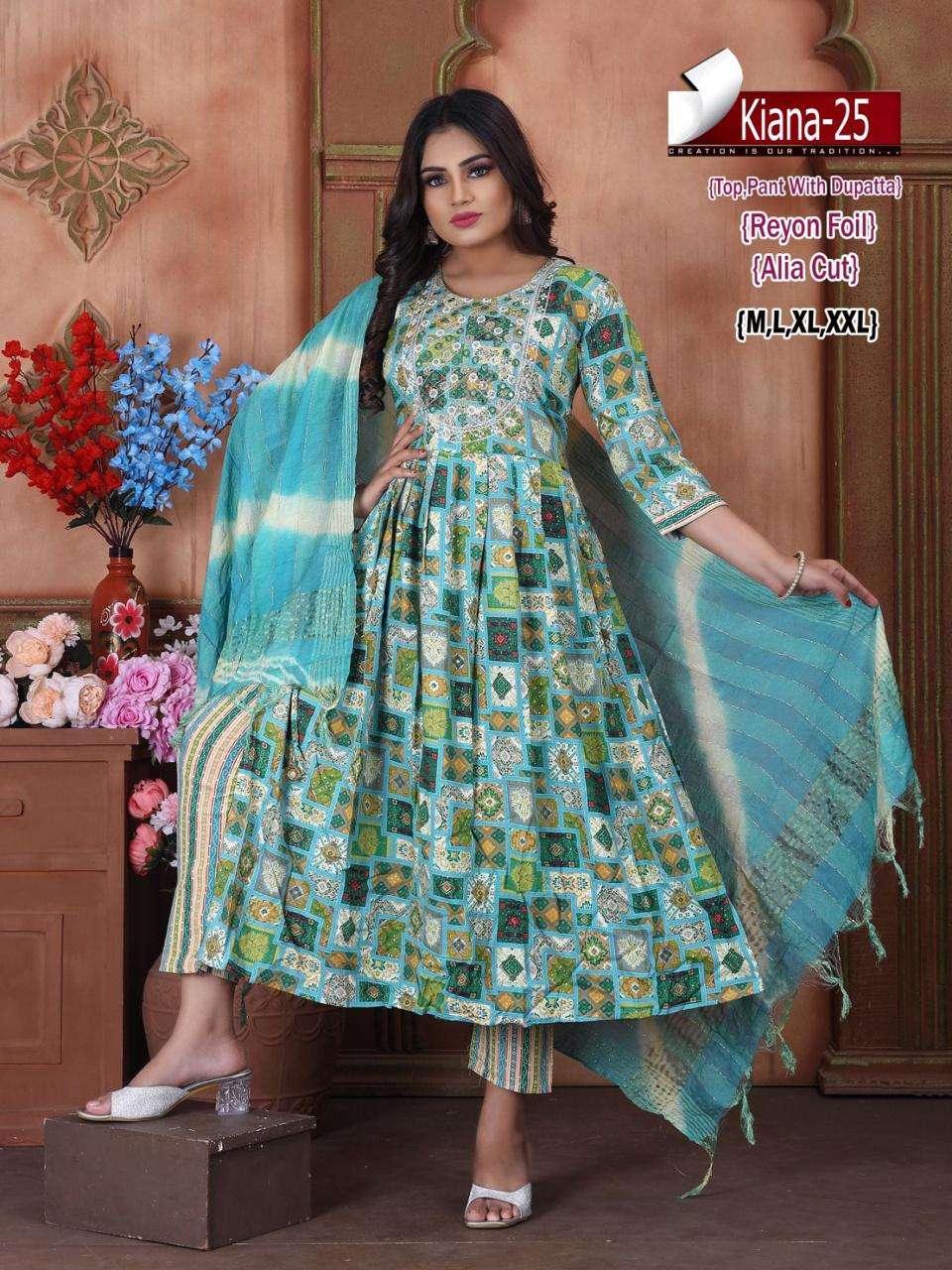 Kiana COMBO Rayon Foil Fabric READYMADE SUIT ANY DESIGEN PICK & CHOOSE