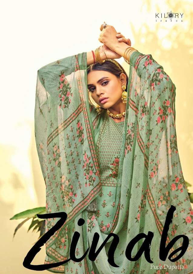 kilory trends present zinab adorable digital print cotton dress material with viscose chiffon dupatta