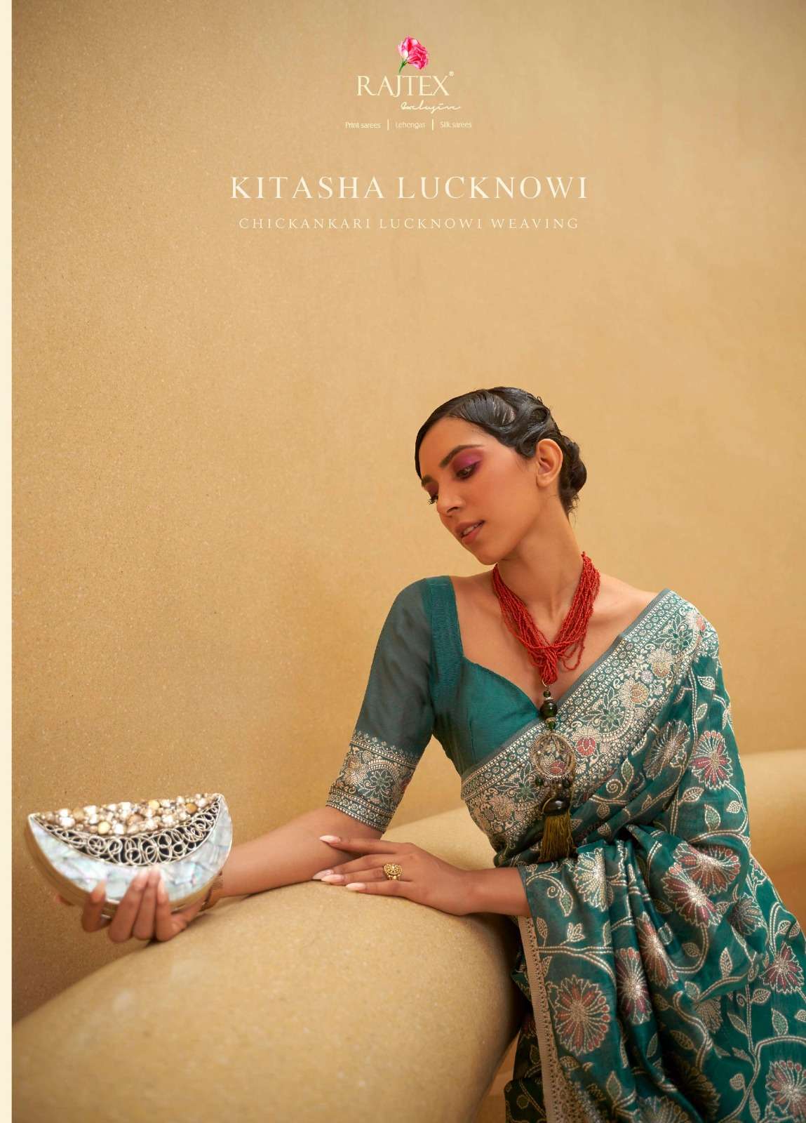 kitasha lucknowi by rajtex wedding wear chickankari lucknowi weaving sarees collection 