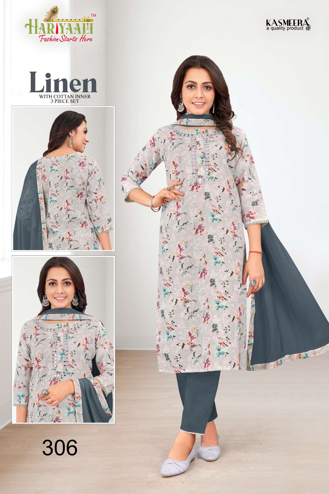 linen vol 3 by hariyaali digital print readymade salwar kameez combo set 