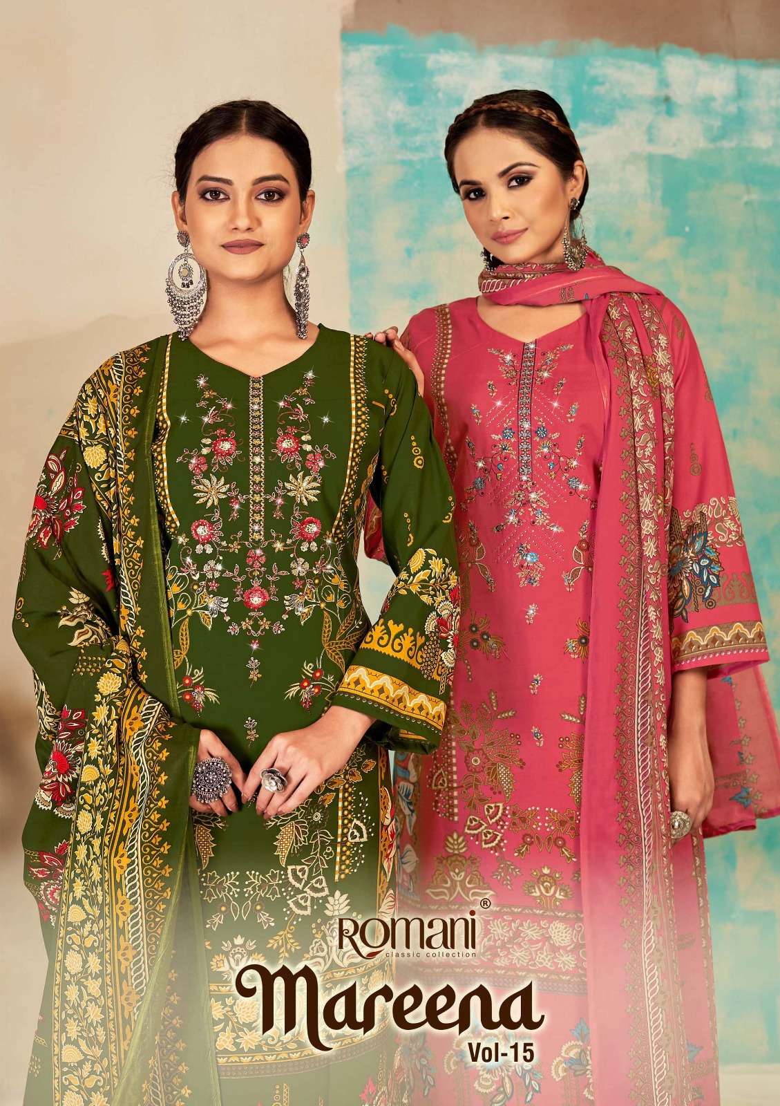 mareena vol 15 by romani fabulous digital print with work pakistani dress materials 