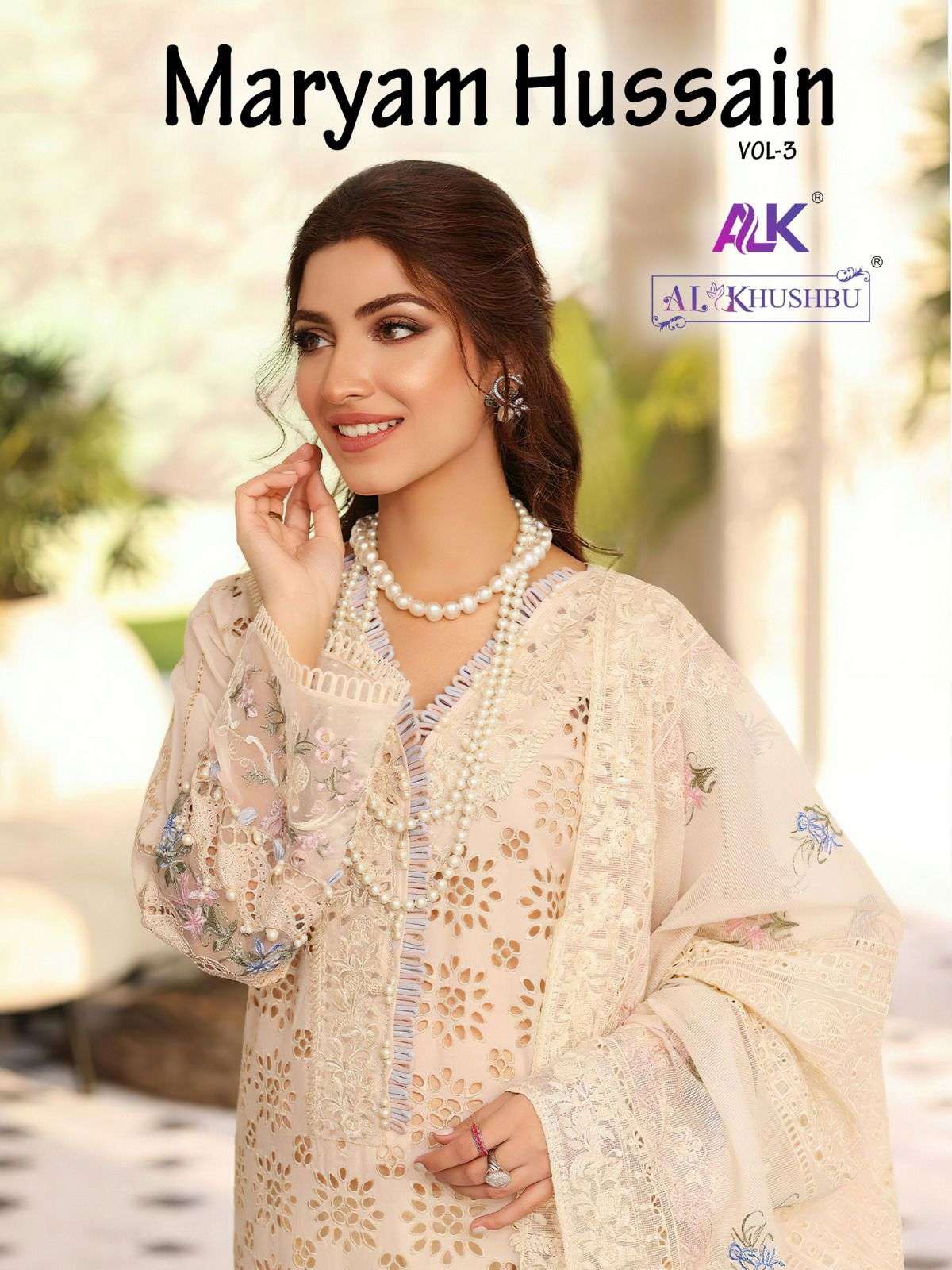 maryam hussain vol 3 by al khushbu cotton designer unstitch pakistani suits with net dupatta