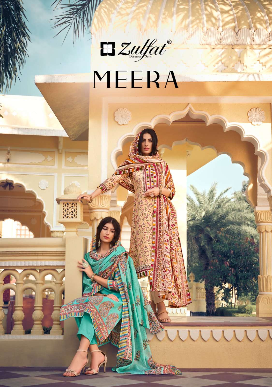 meera by zulfat exclusive designer print unstitch salwar kameez with kota checks dupatta wholesaler 