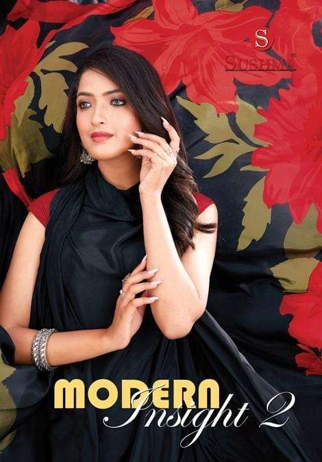 modern insight vol 2 by sushma fancy amazing crape sarees catalog 
